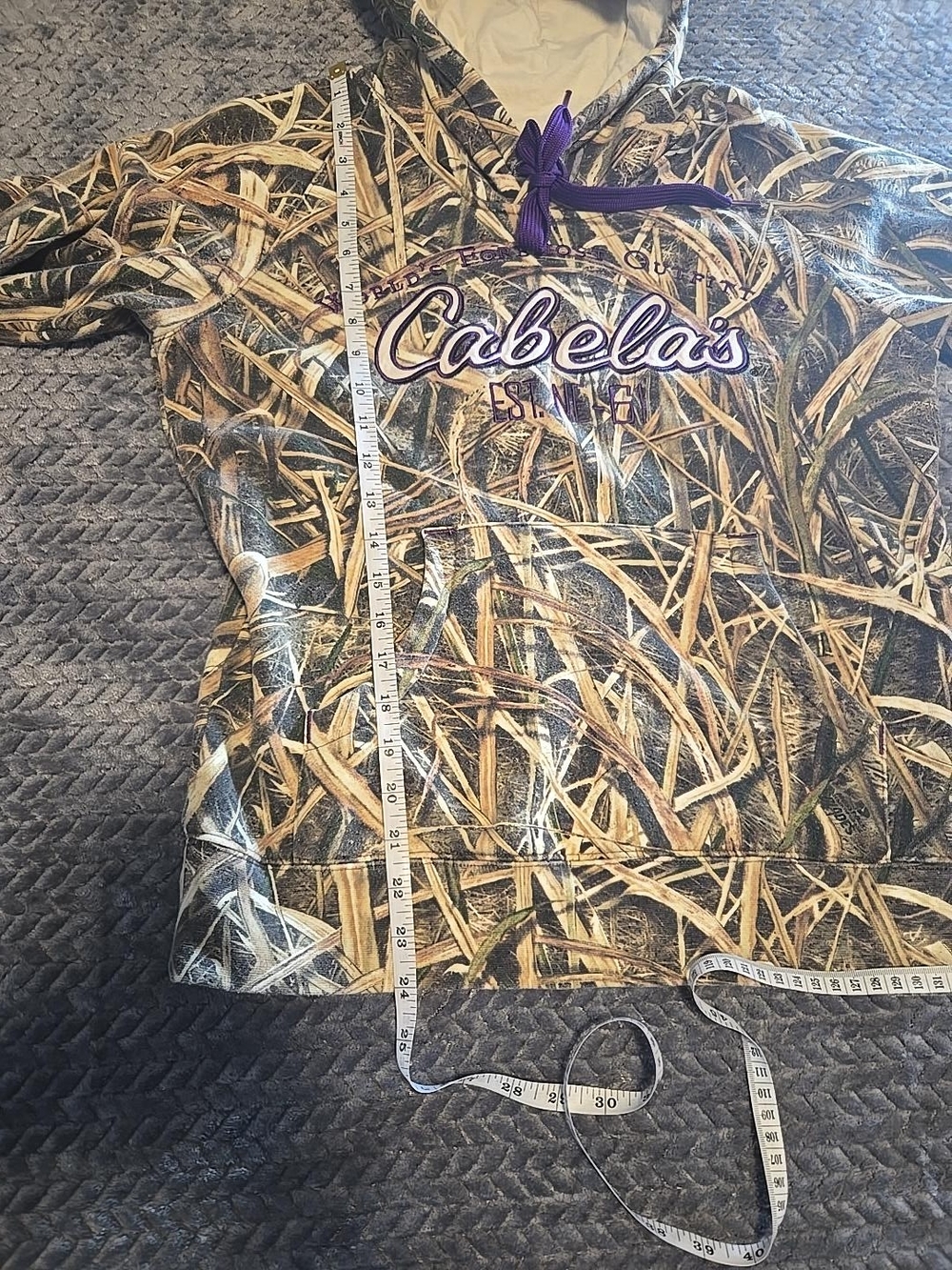 Cabela’s Women’s Camo Hoodie Large Hunting Pullover Purple Logo Size Medium? - Picture 4 of 6